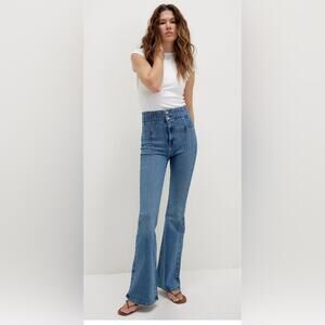 NEW WE THE FREE JAYDE FLARE HIGH RISE STRETCH DENIM BLUE JEANS 31x27